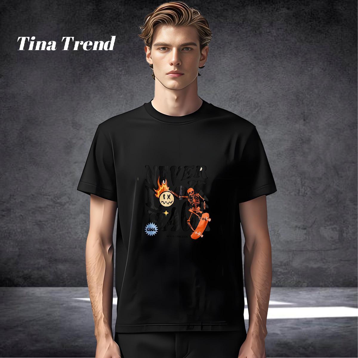 Free Shipping T-Shirts for Men 230g Pure Cotton skull Street wear Hip Hop Anime Print Crew Neck Breathable Men Tees DIY Customized Tees Shirts