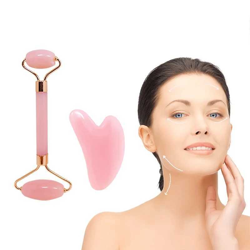 Facial Massager Double Head Roller Beauty Stick Heart Shaped Scraping Tablets Pink for Full Body Massage Tools Pink IW and Set CL240824