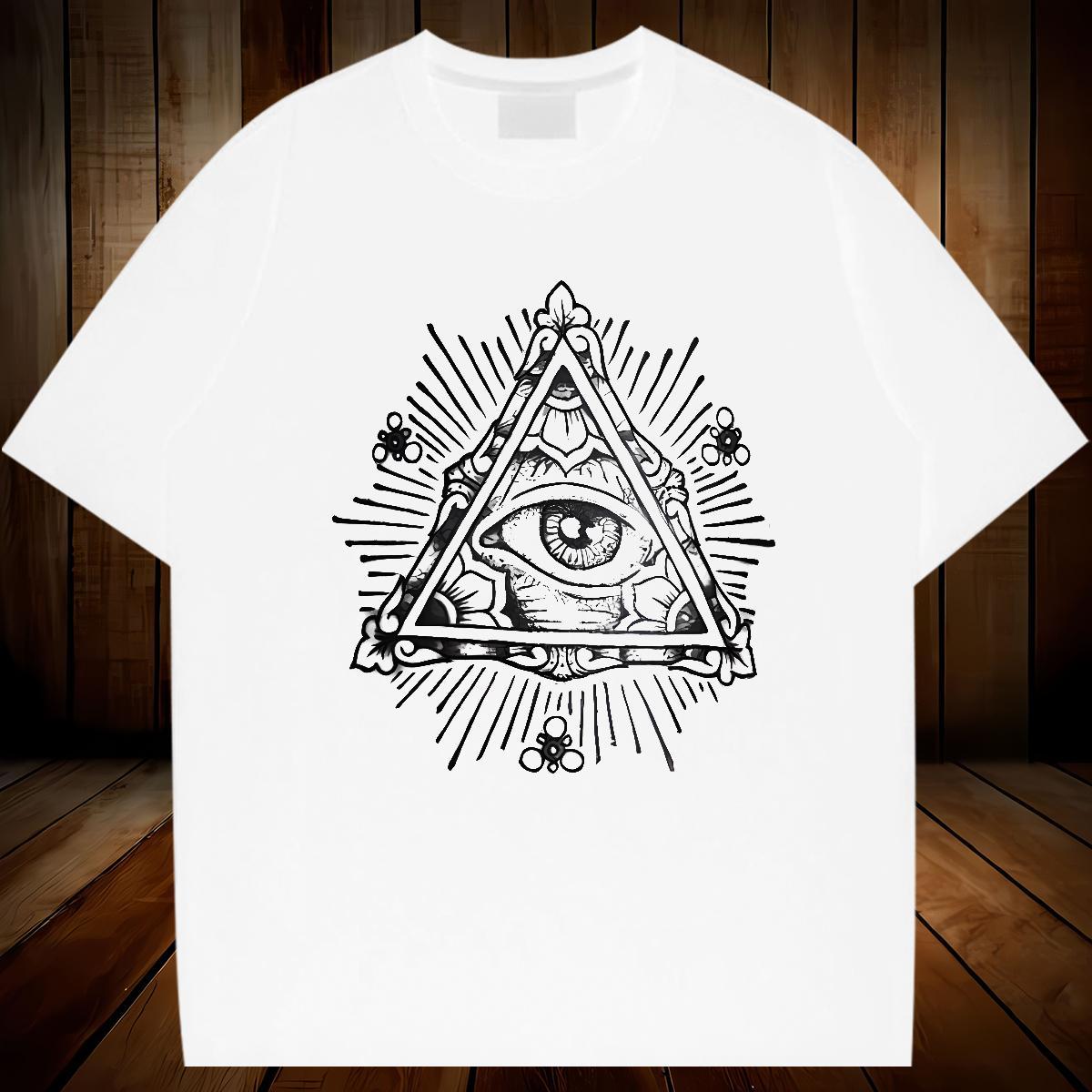 Free Shipping T Shirt For Man 230g 100% Cotton eye of the devil Spring Summer Black Oversized Breathable Crew Neck Mens Tshirts Stylist Tees Shirts
