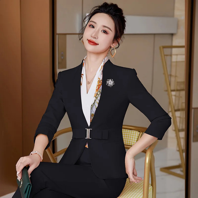 Womens sports pants set long sleeved uniform elegant womens business formal work oversized 2XL 240823