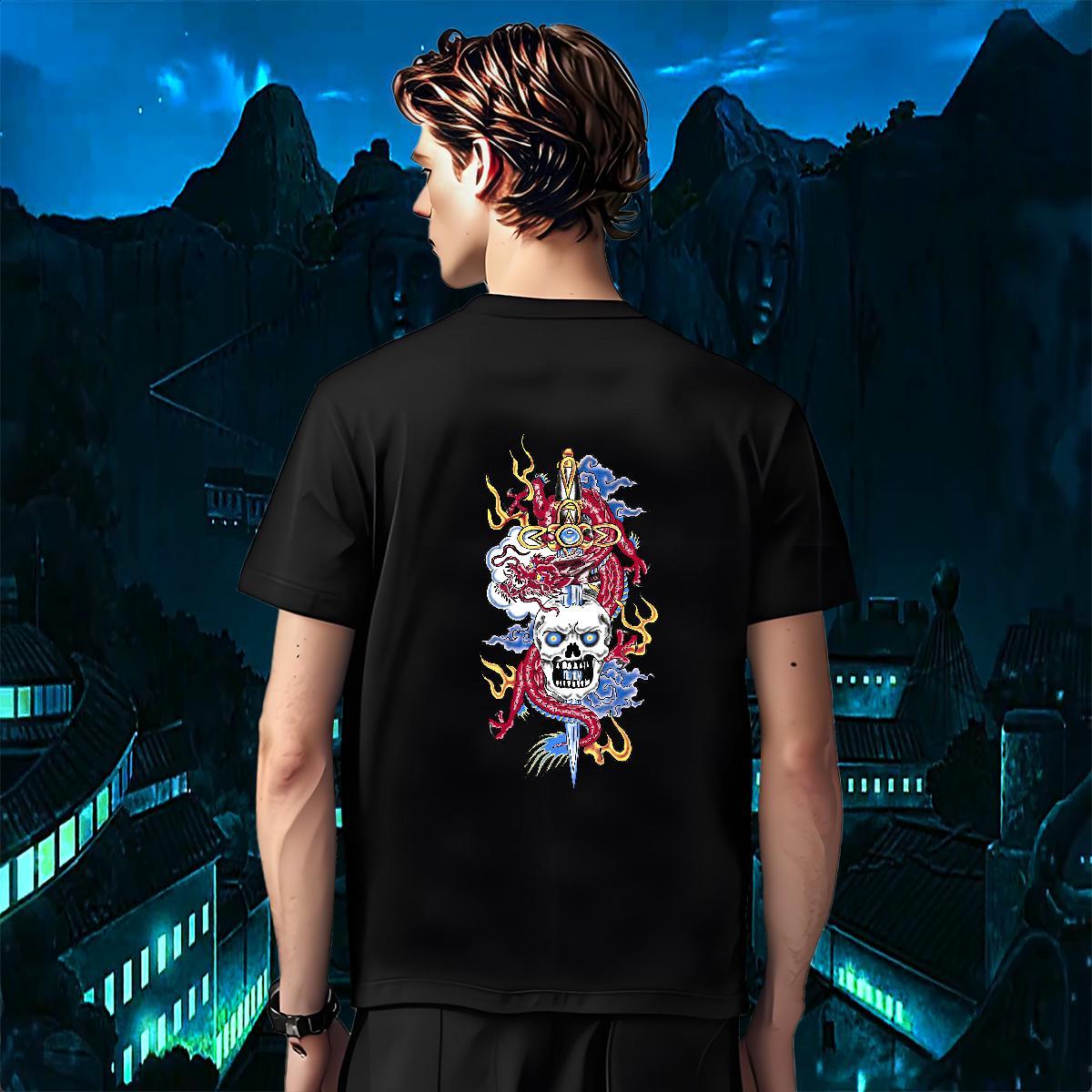 Unisex Man T Shirts 230g 100% Cotton skull Home Outdoor Custom Cartoon Breathable Crew Neck Tshirt for Man Woman DIY Customized Top Tees