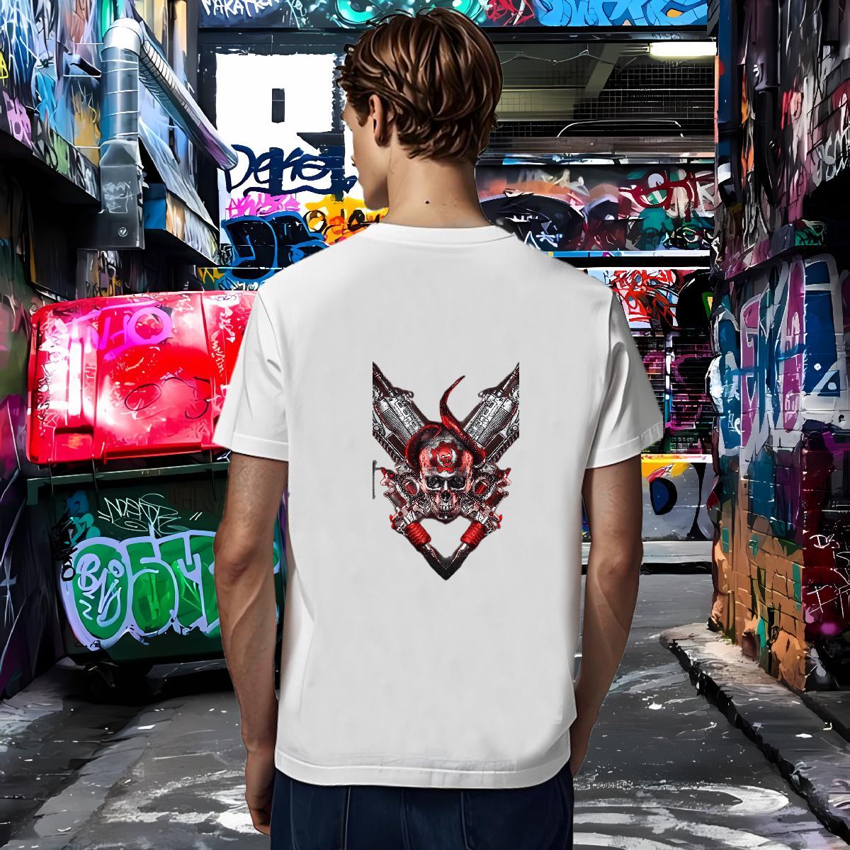 Wholesale Men T Shirts 100% Cotton 230g skull Daily Outfit Cartoon Print Pure Cotton Men Clothes T-Shirt DIY Customized Top Tees