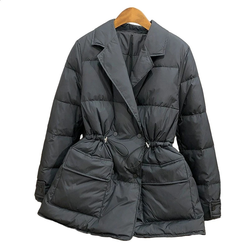 Ultra Light White Duck Down Jacket Parka Autumn Winter Womens Set Adjustable Waist Warm 240823