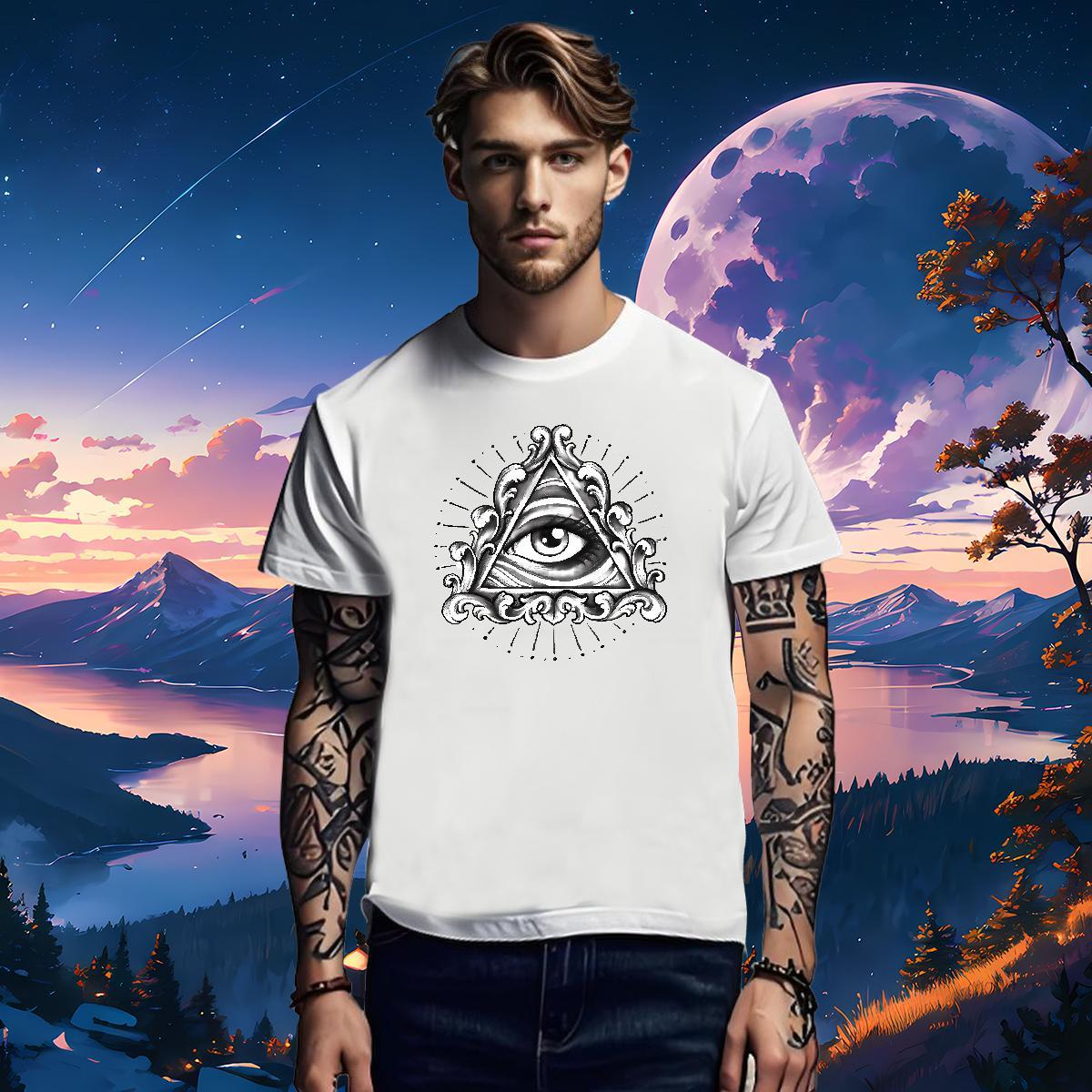 Classic T-Shirts for Men 100% Cotton 230g eye of the devil Street DIY Anime Breathable Tshirt for Man Woman New Designer Clothes