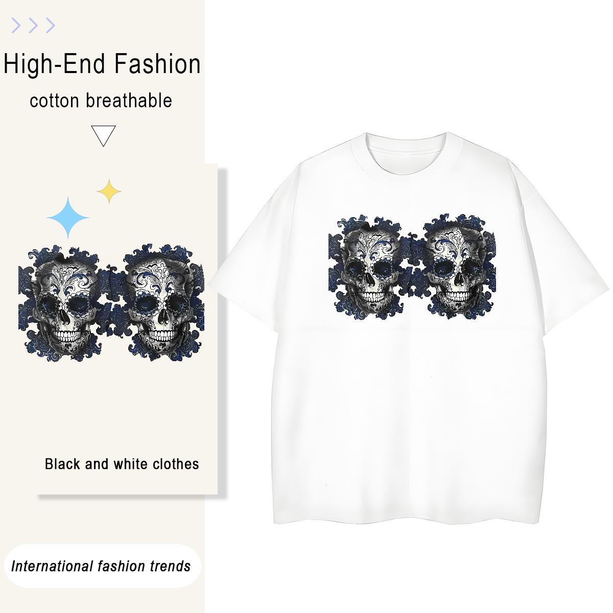 Cool Design T-Shirts 230g Cotton skull High Street Hip Hop Oversized Short Sleeve Soft Tshirts Designer Tops