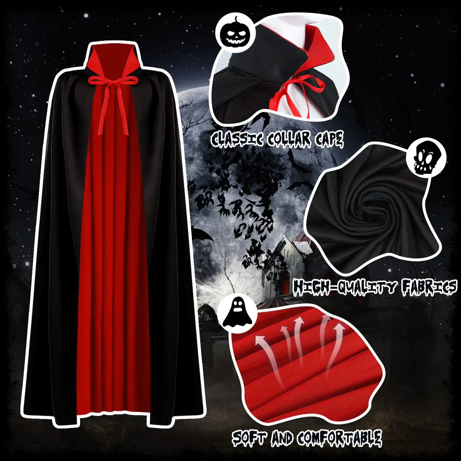 3 Dress up CornersNecklaceEarrings Double sided Hooded Witch Corners Suitable for Adults and Women Halloween w240824