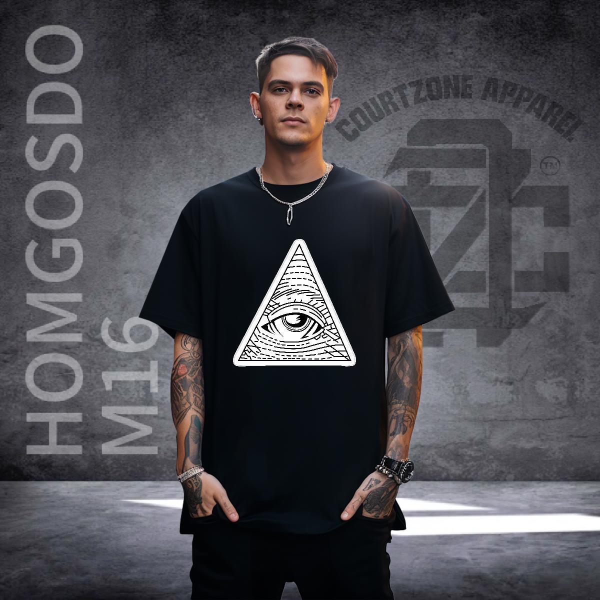 TOP Quality Mens T Shirts 100% Cotton 230g eye of the devil Daily Wear DIY Anime Breathable Crew Neck Men Tshirts Classic Clothes