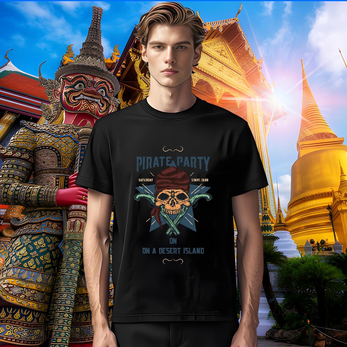 Cool Design Men T Shirts 230g Pure Cotton skull Street DIY Printed Crew Neck Breathable Men Tees New Arrival Polos