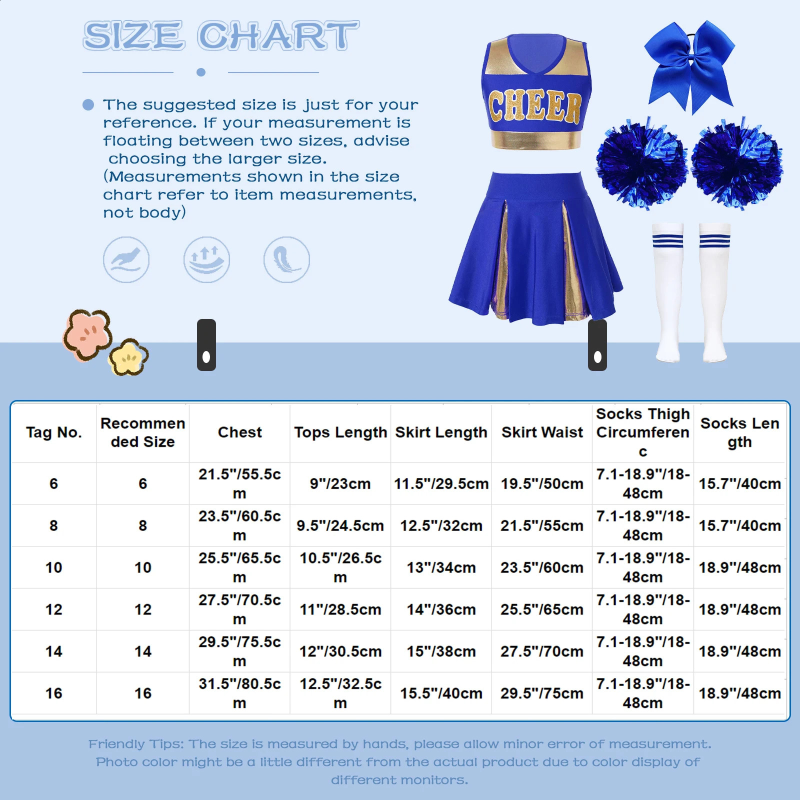 Pompoms and Socks Girls Cheerleading Uniform School Dance Costume Sleeveless Tank Top Halloween 240823