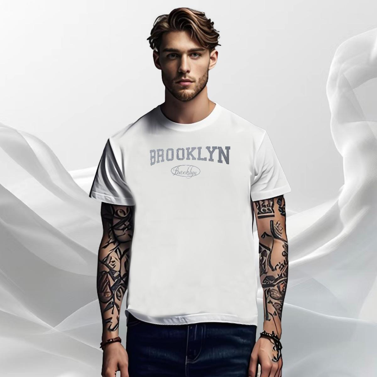 Cool Design T-Shirts for Men 230g 100% Cotton Brooklyn Hip Hop Skull O-Neck Short Sleeve Tshirt for Man Woman Factory Direct Wear