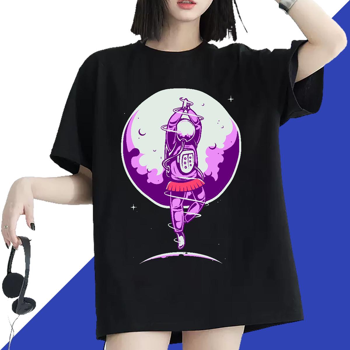 Female Unisex Tshirts 230g 100% Cotton universe Casual Daily Wear T-Shirts Breathable Black White Tee Shirt