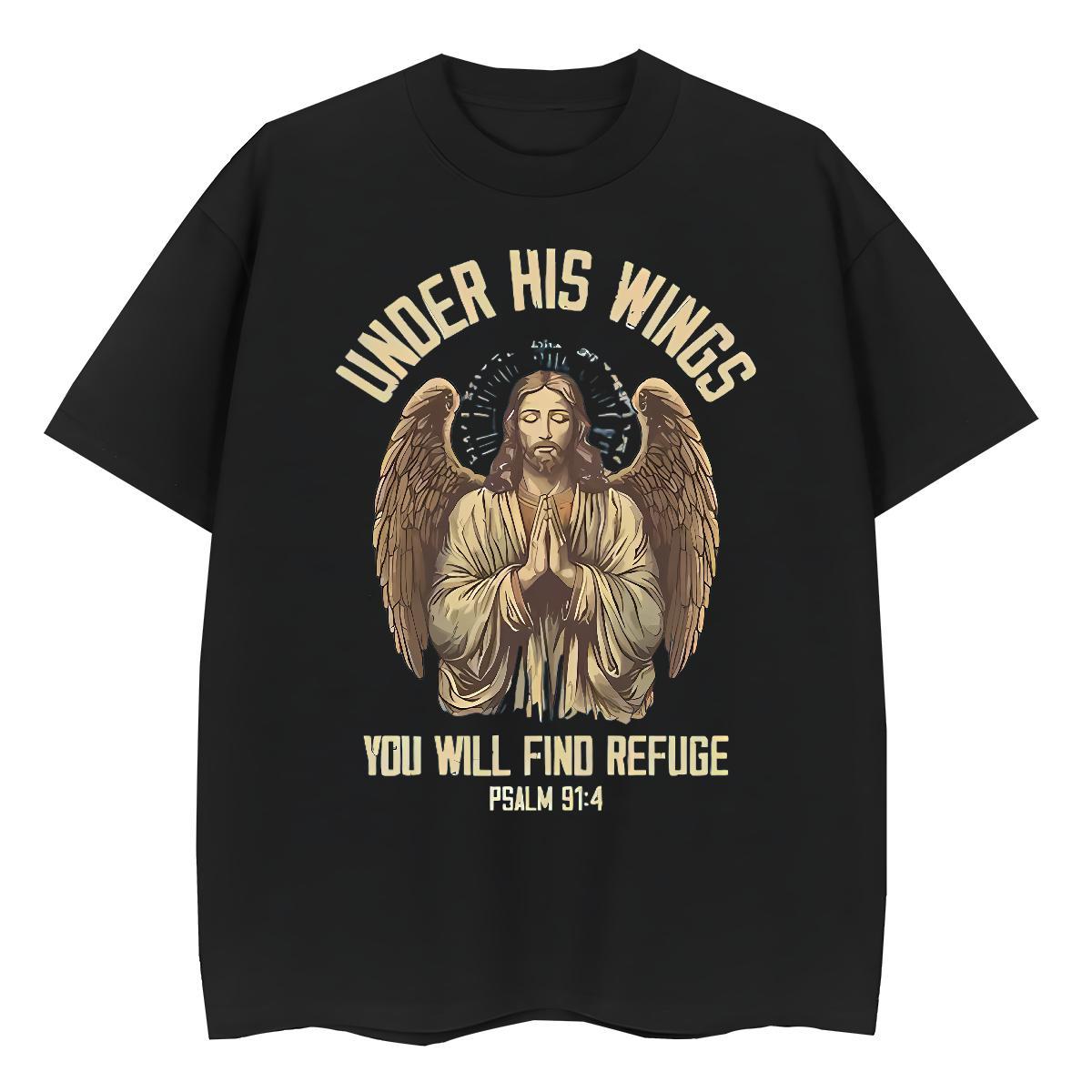 Cool Design T-Shirts 100% Cotton 230g angel Daily Wear DIY Breathable Crew Neck Men Tees Classic Casual Tee Shirt