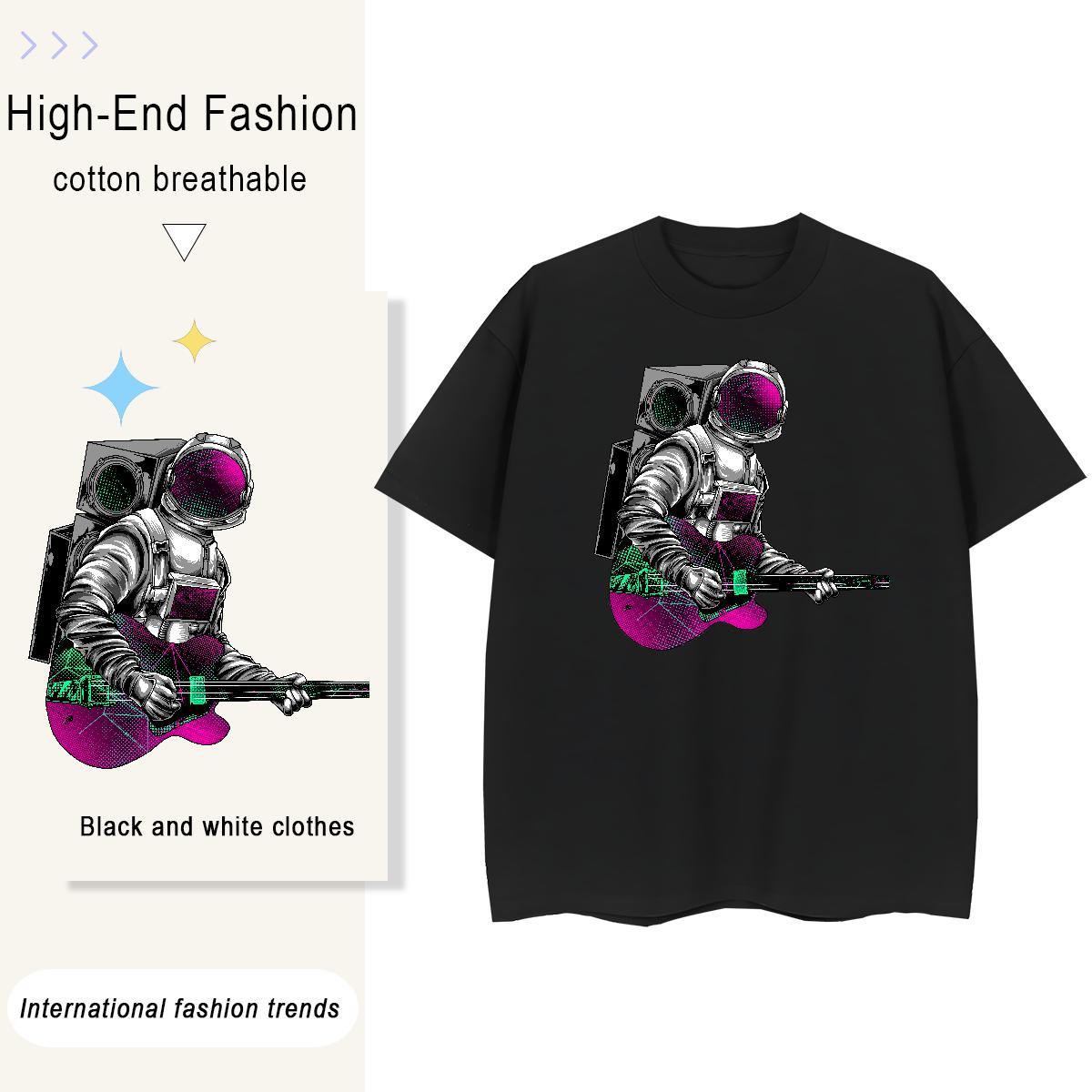 Loose fit Tshirt for Man Woman 230g Pure Cotton spaceman Daily Wear Women T Shirts Short Sleeve O-Neck DIY Anime Clothings