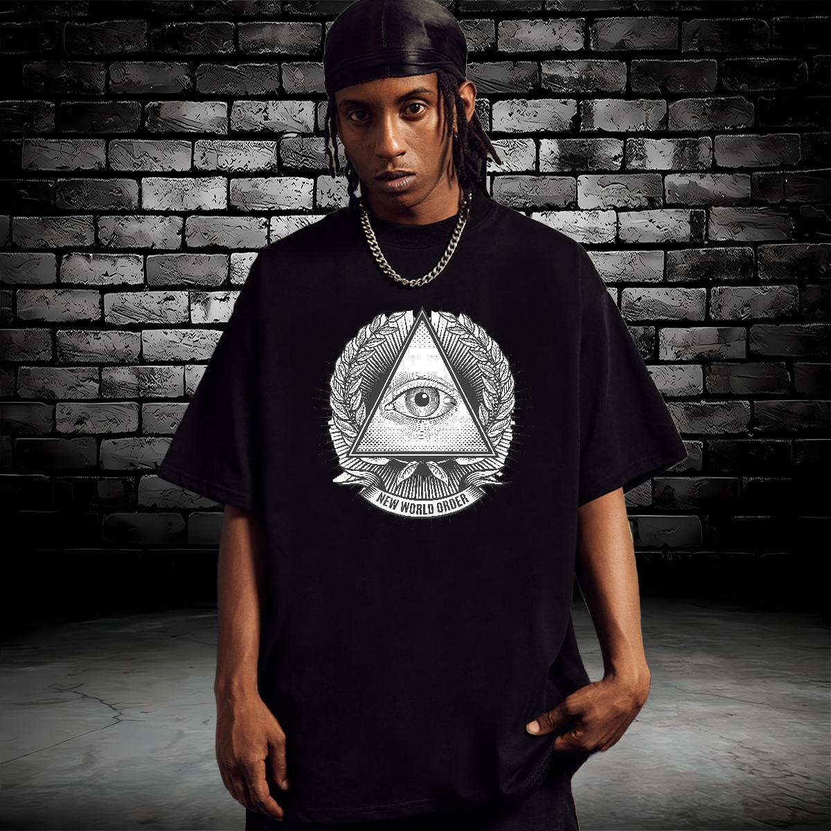 Loose Fit Men T Shirts 230g 100% Cotton eye of the devil Street wear Hip Hop Custom Big Size O Neck Short Sleeves Tshirts Classic Casual Top Tees