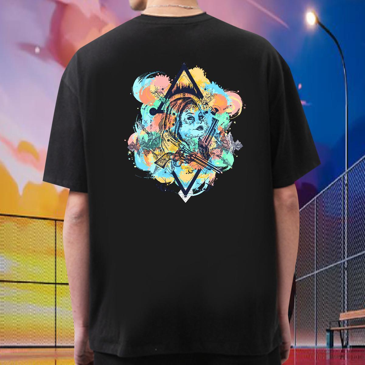 TOP Quality T shirt 230g 100% Cotton eye of the devil Outdoor Skull Short Sleeve Soft Tshirts Brand Wear