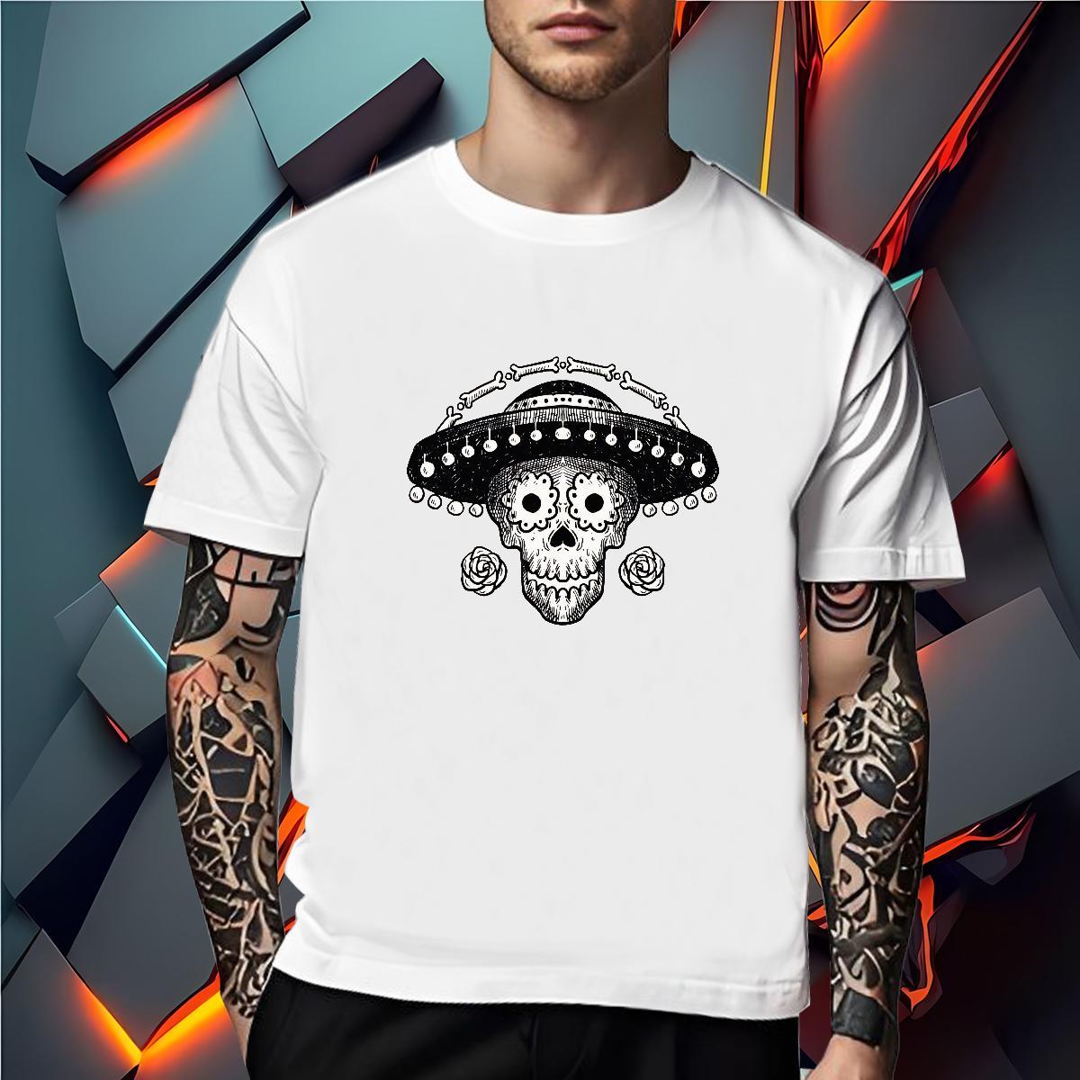 Classic Man T Shirts 100% Cotton 230g skull Sports Casual Custom Printing Breathable Tshirts DIY Tees Shirts