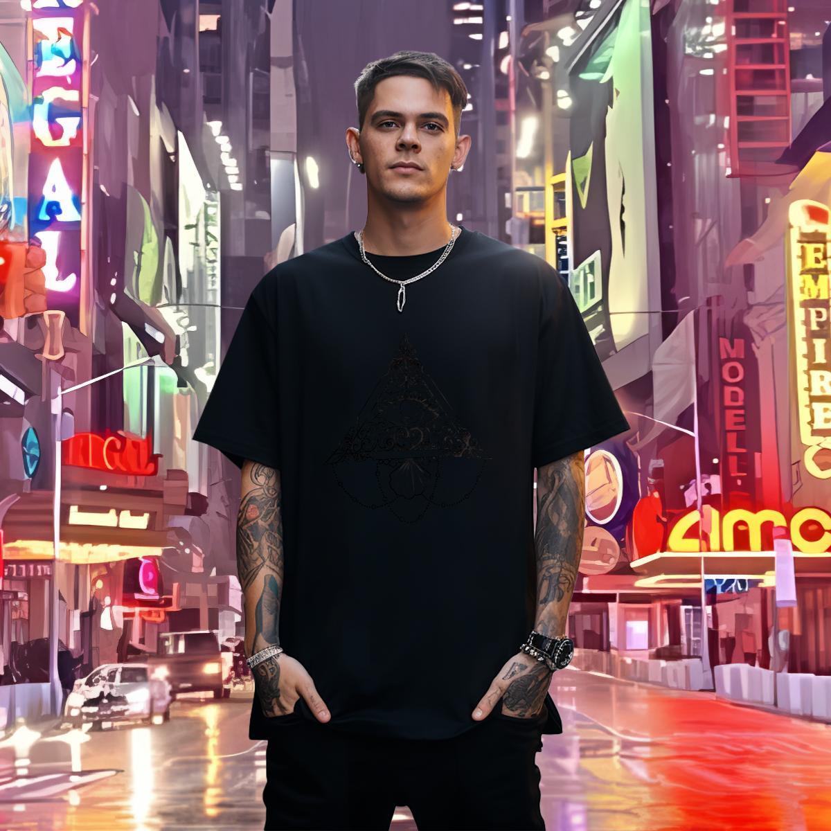 High Quality Men T Shirts 100% Cotton 230g eye of the devil Street Anime Breathable Soft Men Clothes T-Shirt New Top Tees