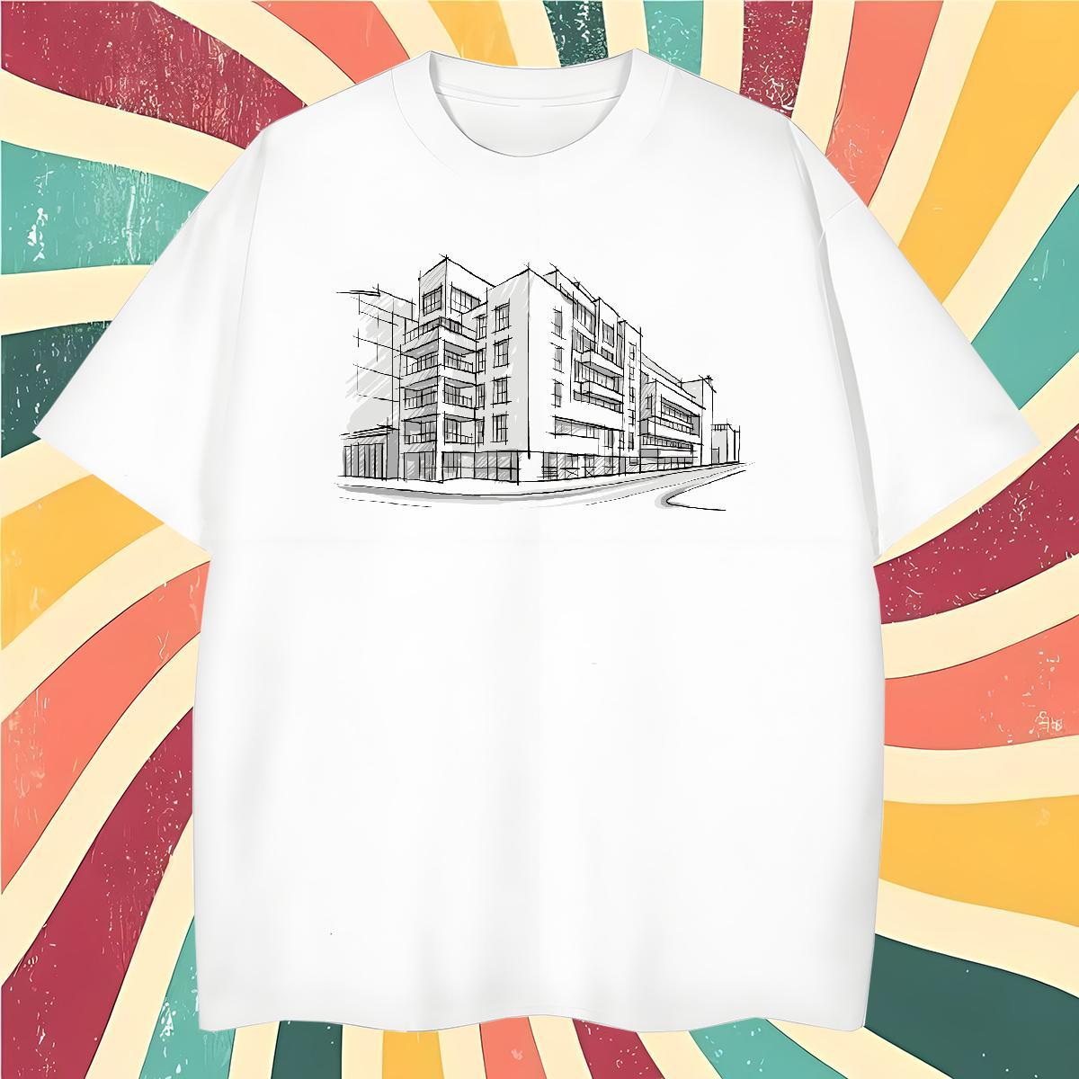 Casual New Men Tees House Sports Casual 230g Pure Cotton Tops Shirt Breathable Short Sleeve Loose T-Shirts for Men Plus Size Cartoon