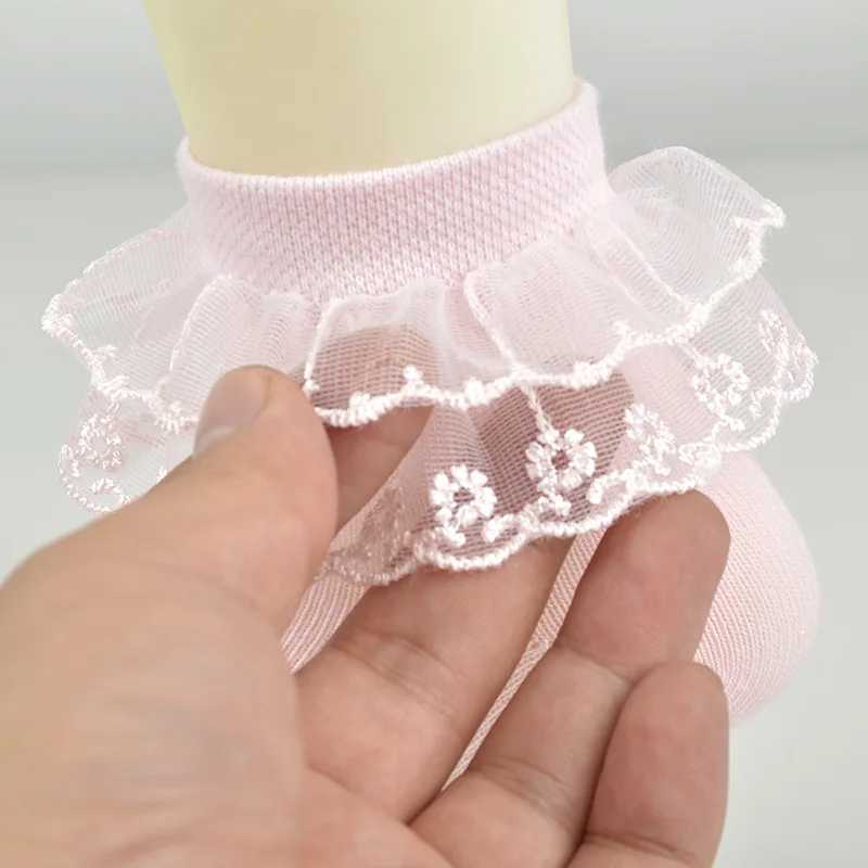 3 Pairs Cotton Lace Ruffle Princess Mesh Breathable Socks Children Ankle Short Sock White Pink Blue Baby Girls Kids Toddler CL240824