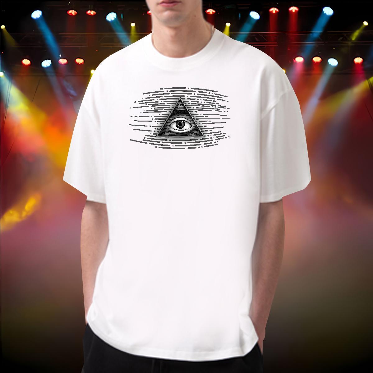 TOP Quality Man T Shirts 230g Pure Cotton eye of the devil Sports Casual White Plus Size Breathable Short Sleeve Men Tees Customized Clothes