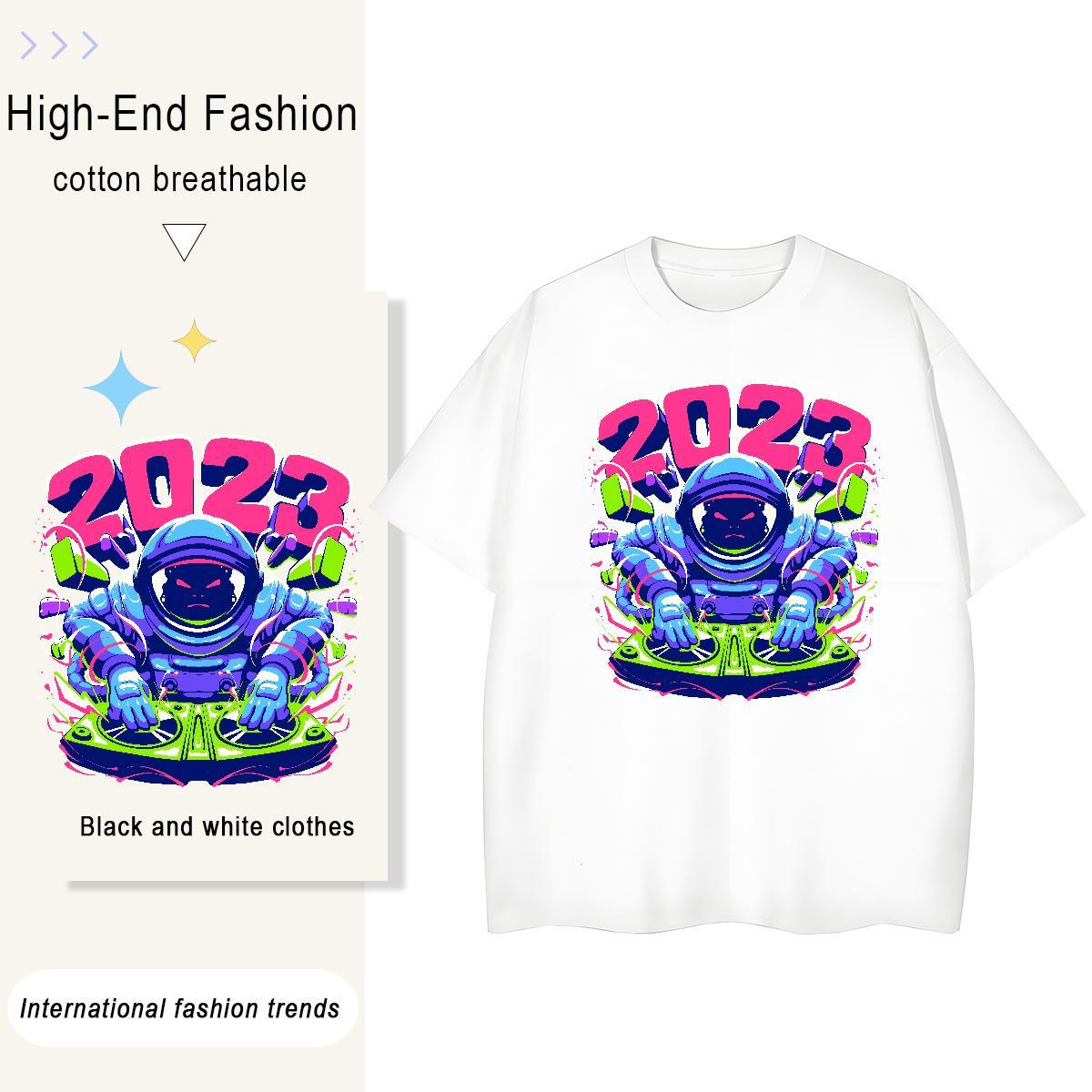 Unisex Women Tees 230g 100% Cotton universe Daily Outfit T shirt Breathable Short Sleeve DIY Anime Printed Tees Shirts