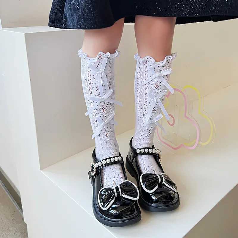 Baby Thin Lolita JK Socks Lace Bowknot Stockings Girls Long Socks School Uniform Princess Calf Socks Kids Knee High Stocking CL240824