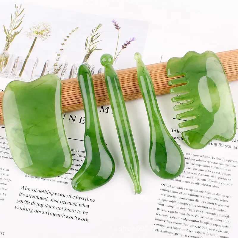 7Pcs Facial Massage Tool Face Massager Scraping Gua Sha Board Resin Roller for Neck Body Promote Blood Circulation Skin Care CL240824