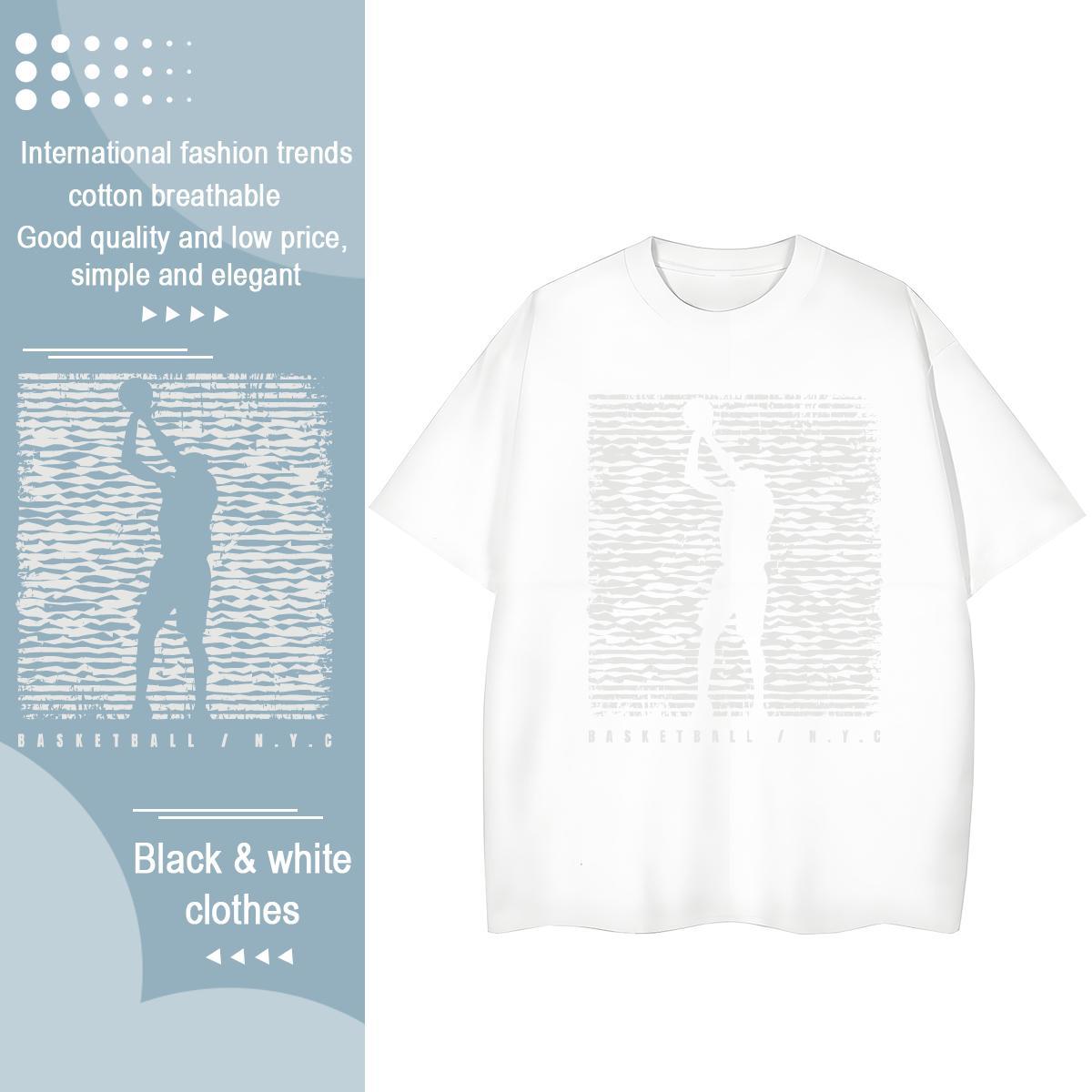 Loose fit Women Tees 230g Cotton painting Street Wear Women T Shirts Crew Neck White Plus Size Tops Shirt