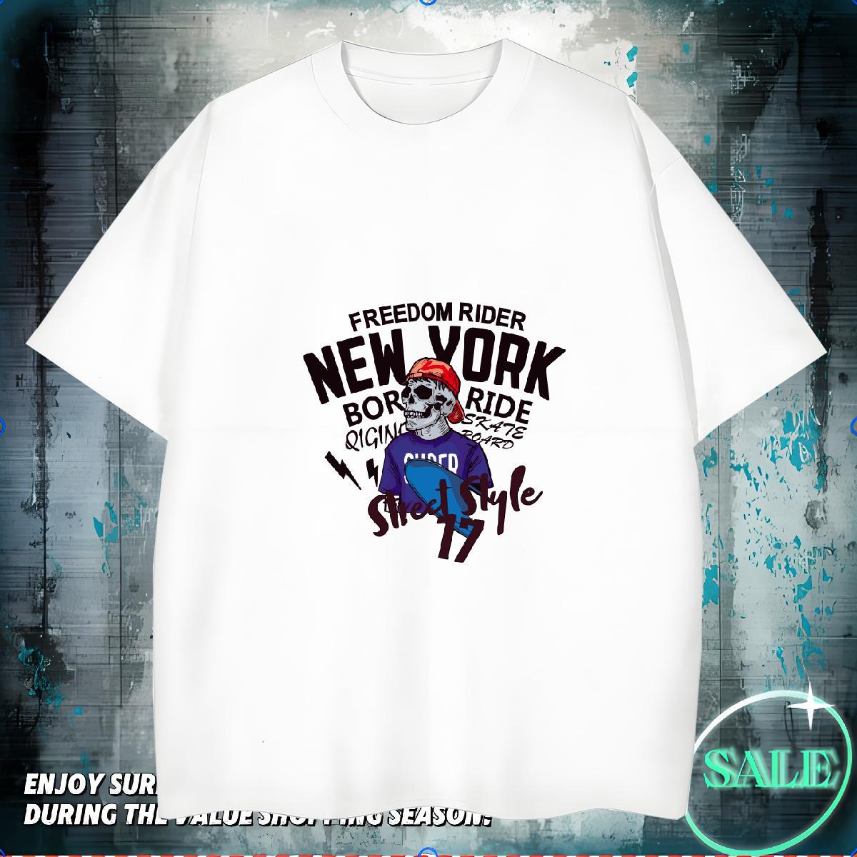 Free Shipping T-Shirts 100% Cotton 230g skull Beach Oversized Short Sleeve Soft Men Tshirts Stylist Tees Shirts