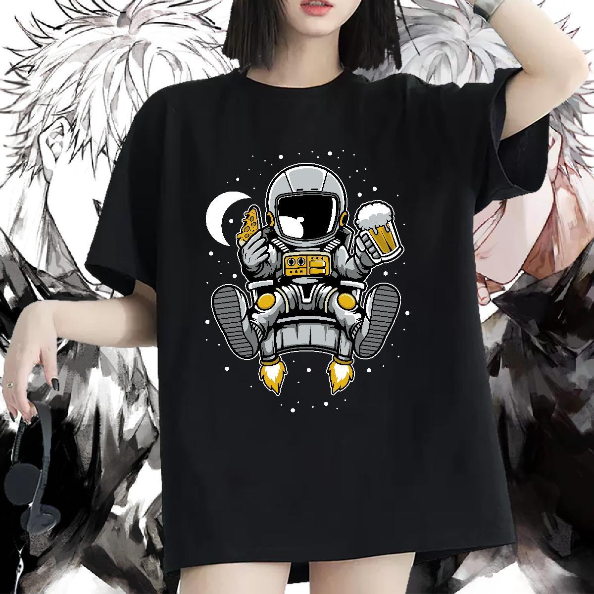 Nice Unisex Tshirts 100% Cotton 230g cosmonaut Casual Sport T-Shirts for Women Round Neck Short Sleeve Custom Print Oversized Tops