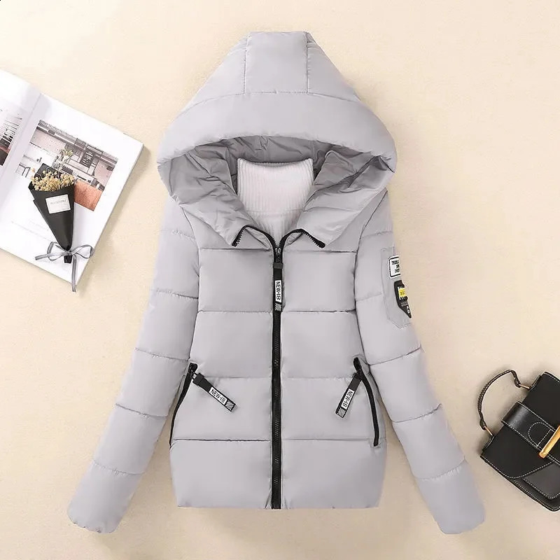 winter jacket womens Parkas hooded short Parka warm thick loose cotton padded 240823