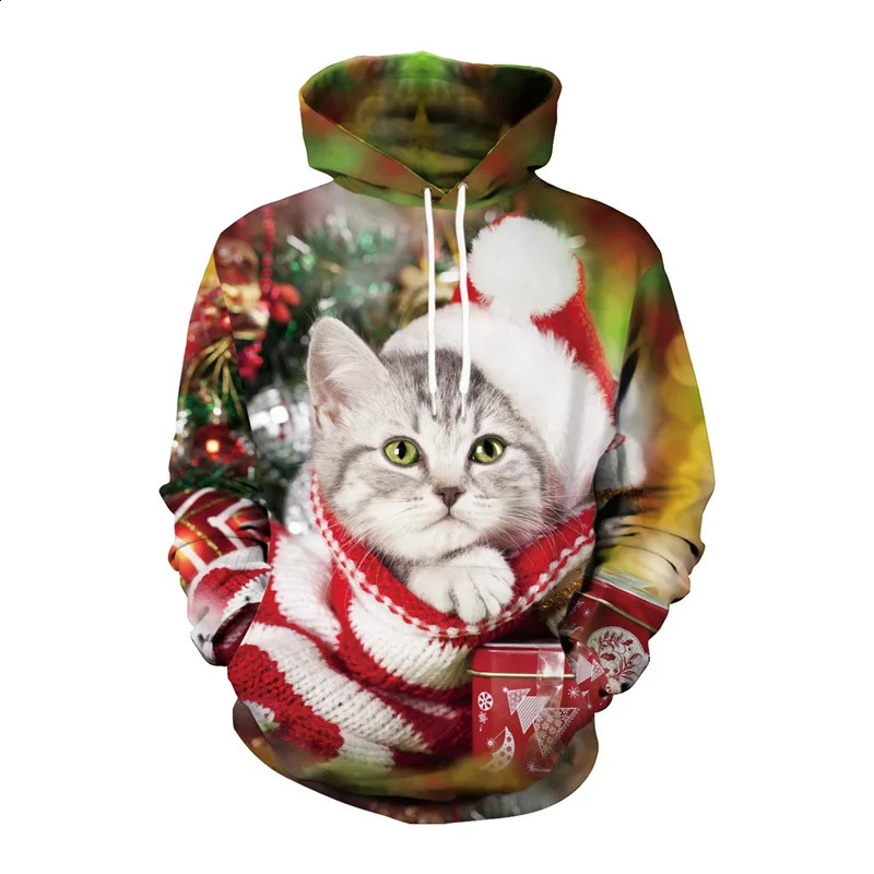 Funny Christmas Gifts 3D Printed Hoodies For Men Clothes Fashion Elk Sock Santa Claus Graphic Sweatshirts Casual Tracksuit Tops 240823