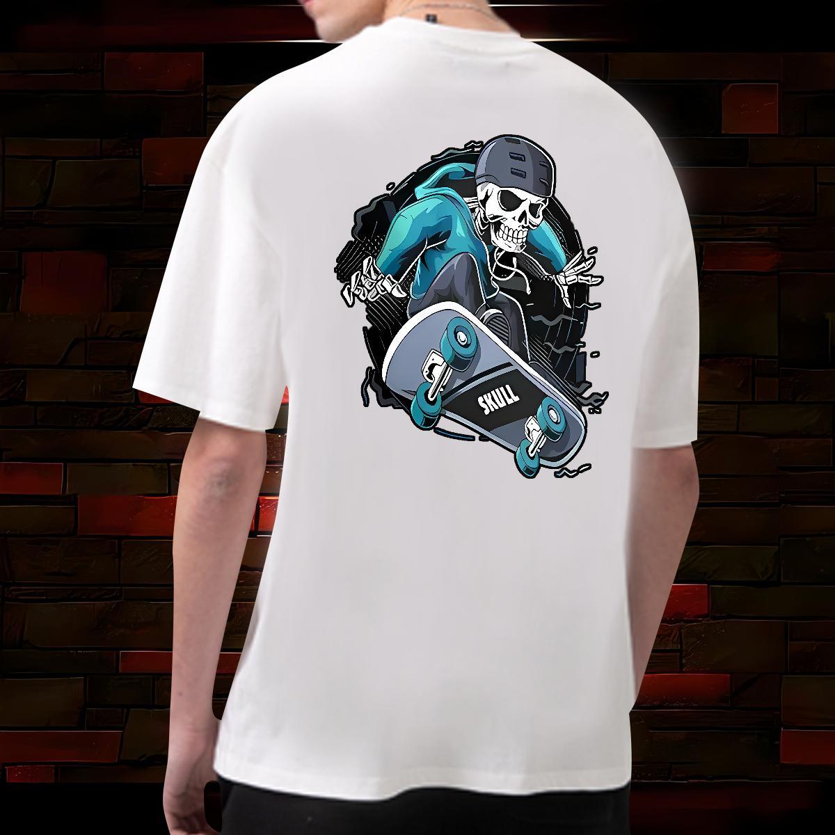 Cool Design T Shirts Men 230g Cotton skull Casual Beach Black White Pure Cotton Tshirts 2024 DIY Tops Shirt