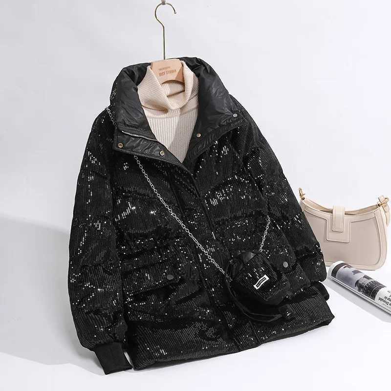Women's Down Parkas Black Bright Silk Clothes Women Warm puffer Jacket Parka Feather Woman White Duck Down Coats Winter 2023 Y240824MVXE