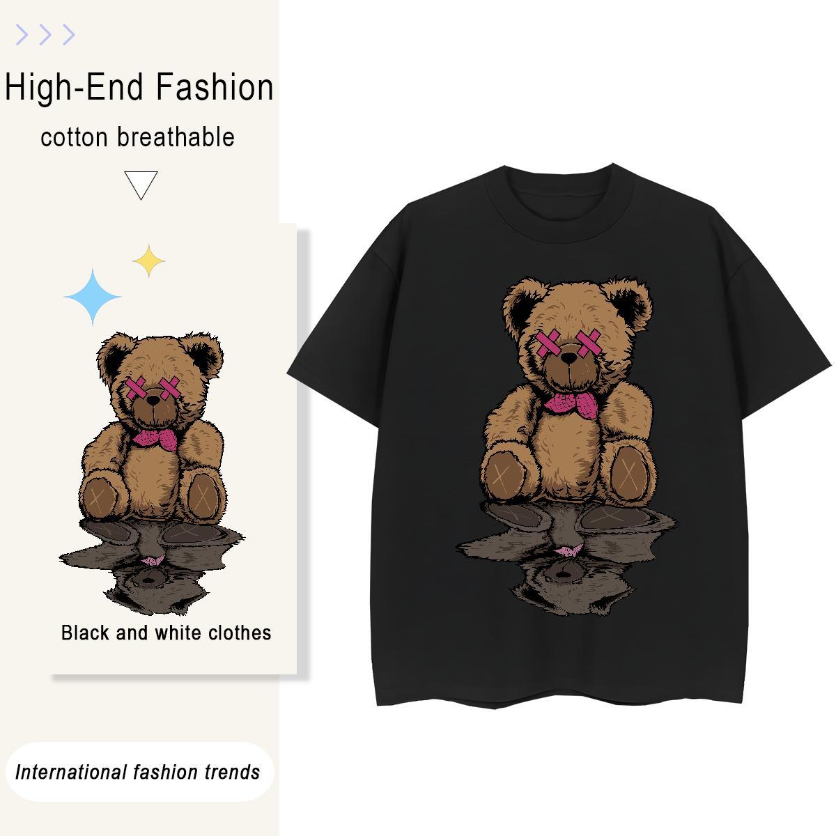New Designer Tshirt for Man Woman bear Casual Daily Wear 230g 100% Cotton Tops Short Sleeve O-Neck Wholesale T-Shirts for Men Floral Print