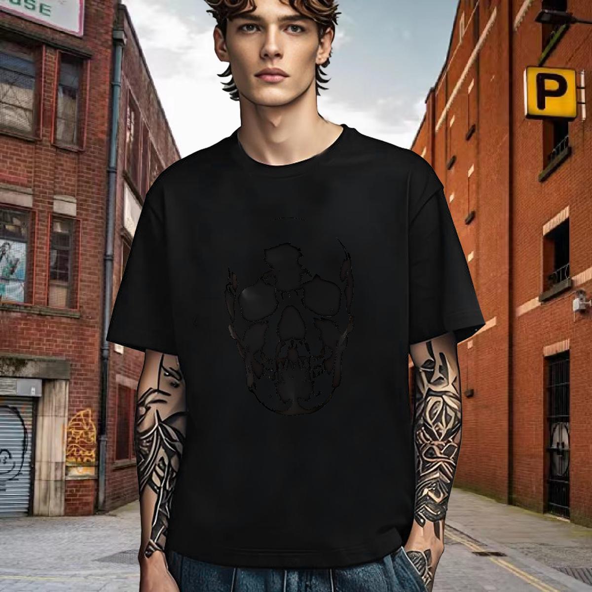 Loose Fit Man T Shirts 230g Cotton skull Sports Casual Custom Print Oversized Breathable Tshirt for Man Woman Classic Casual Tshirts