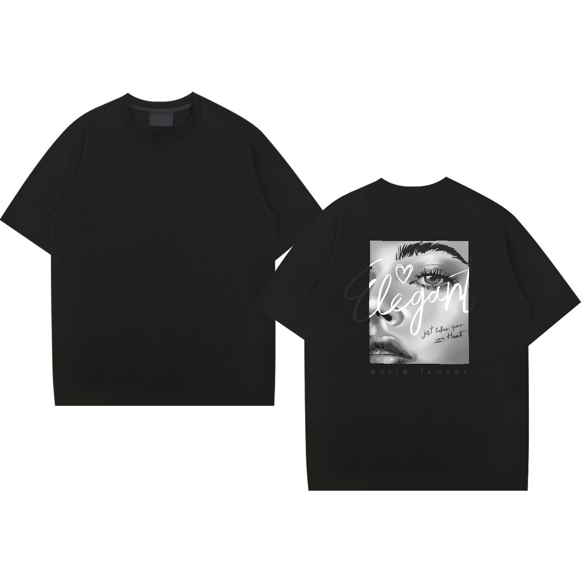 Soft T-Shirts for Men 230g Pure Cotton eyes Anime Printing Street Plus Size Custom O Neck Short Sleeves Tshirt for Man Woman Classic Tees