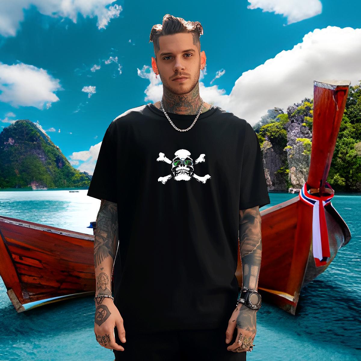 Designer T shirt 230g 100% Cotton skull Casual Beach Custom Big Size Breathable Couples T Shirts Factory Direct Polos