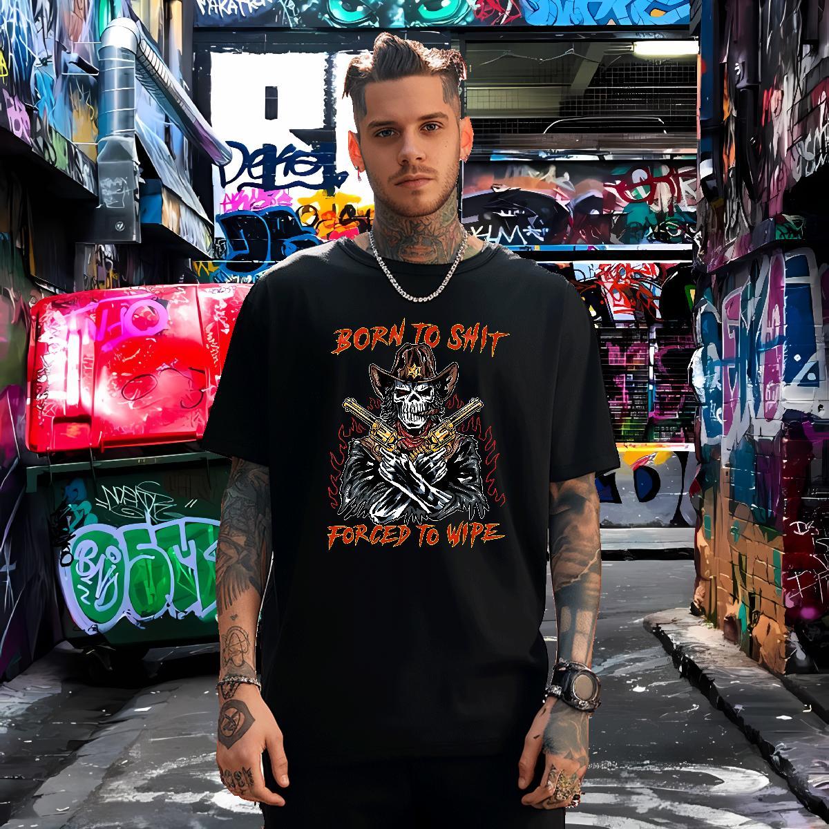 Cool Design Mens T Shirts 230g 100% Cotton skull Casual Beach Black Oversized Pure Cotton Men Tshirts 2024 Tops Shirt