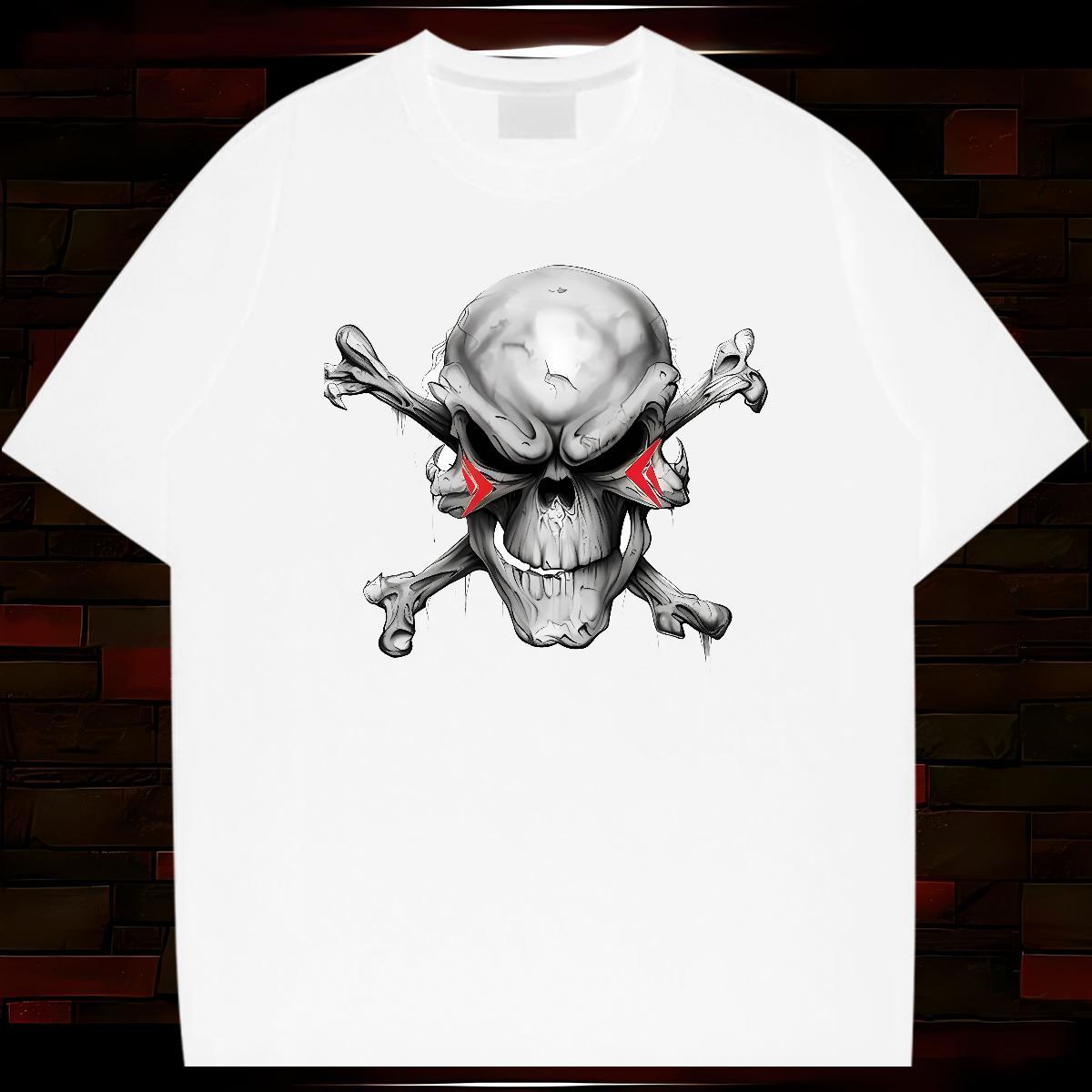 Comfortable T Shirt For Man 230g Cotton skull Anime Printing Street Custom Printed Breathable Soft Men Tshirts Fashion Design Tees Shirts