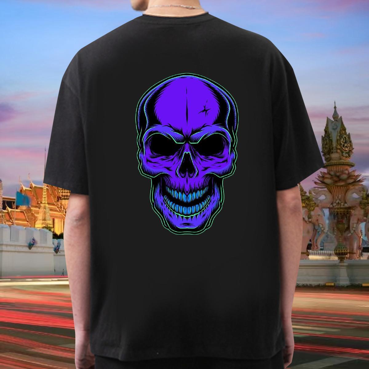 TOP Quality T Shirts Men 100% Cotton 230g skull Sport Customized Print O-Neck Short Sleeve Mens Tshirts Fashion New Clothes