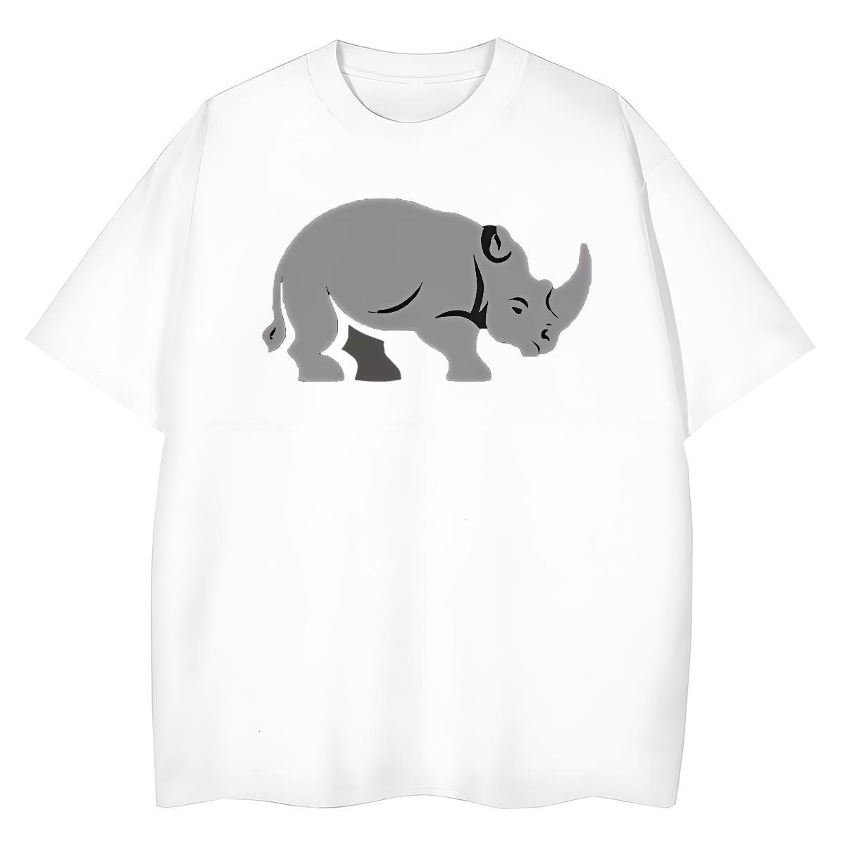Designer Men Tees rhinoceros Sport 230g Pure Cotton Tops Shirt O-Neck Short Sleeve Cool Men T Shirts DIY Printed