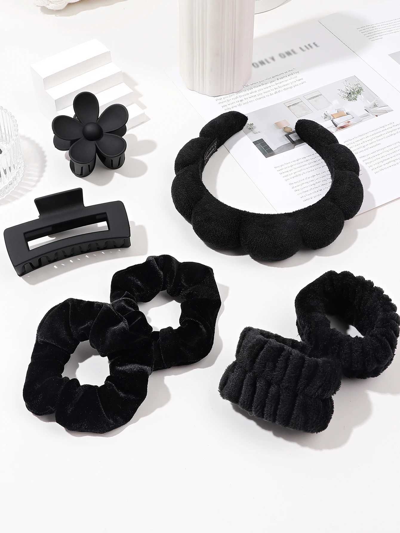 Spa headband and wristband set for skin care headband used for face washing facial hair clips thick hair cute fluffy sponge bubble makeup W240816