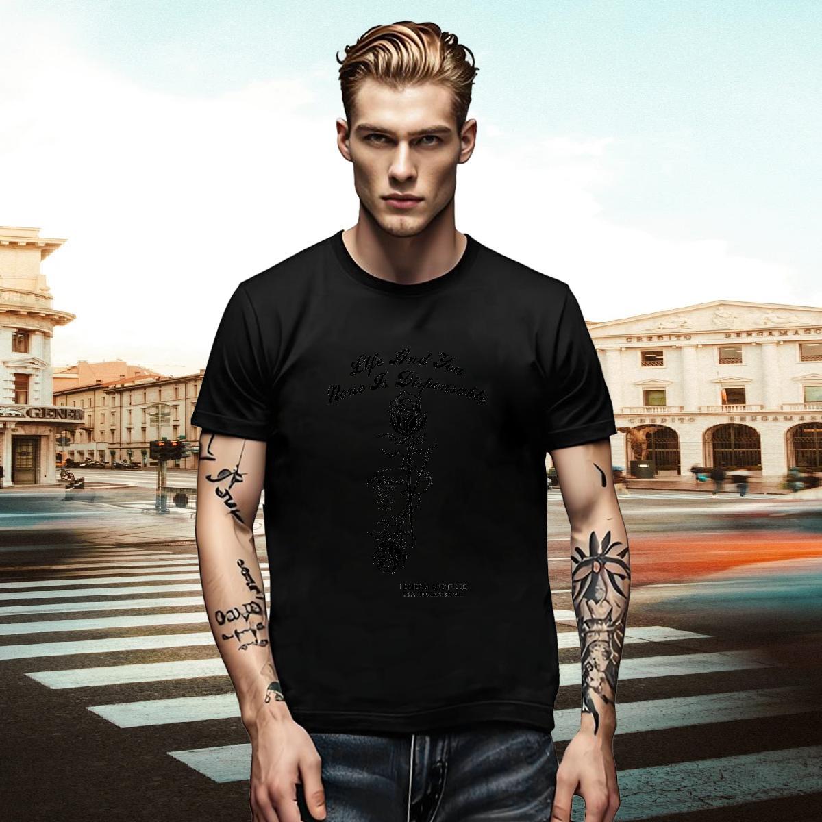 New Arrival Mens Tshirts ROSE Hip Hop Street 230g Pure Cotton Top Tees Short Sleeve Soft Designer T-Shirts Skull