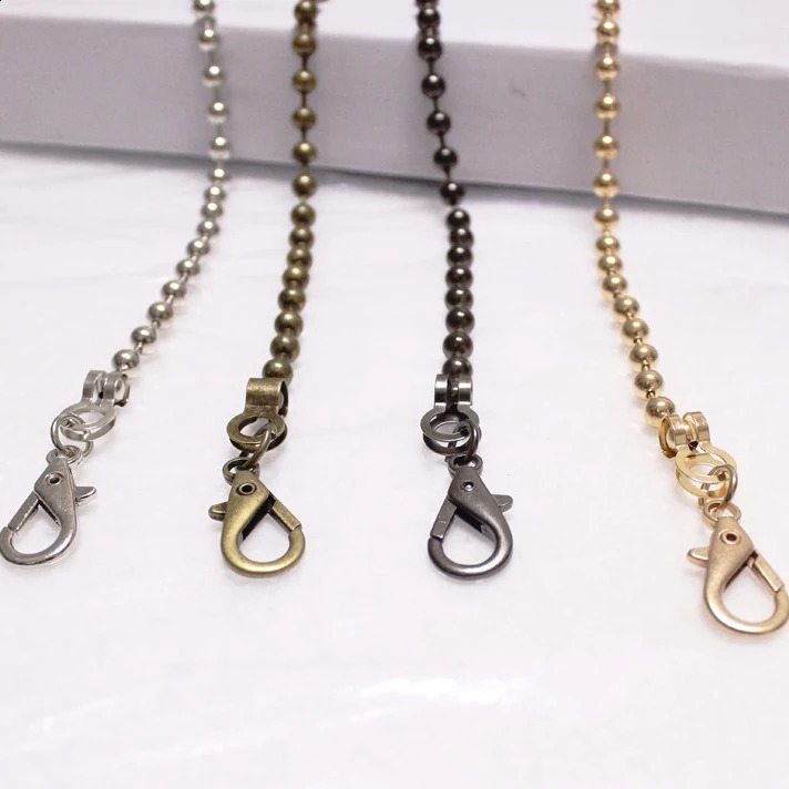 60120cm Ball Handbag Metal Chains Shoulder Bag Strap DIY Purse Chain Gold Silver Bronze Black Handles Bag Accessories Chain 240824