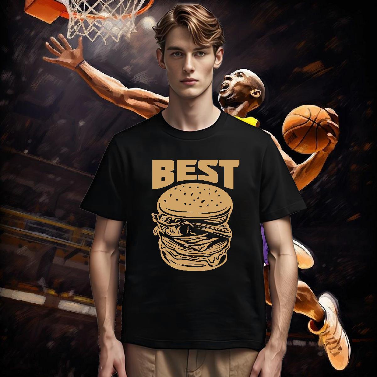 Unisex T shirt 230g 100% Cotton hamburger Spring Summer Black Oversized Breathable Short Sleeve Tshirts Fashion Design Polos