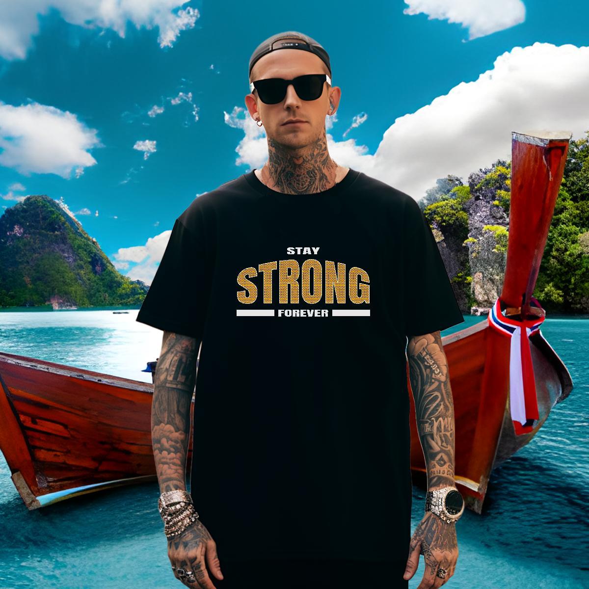Brand T-Shirts for Men 100% Cotton 230g letter Daily Wear Black White Breathable Tshirts Fashion Design Clothes