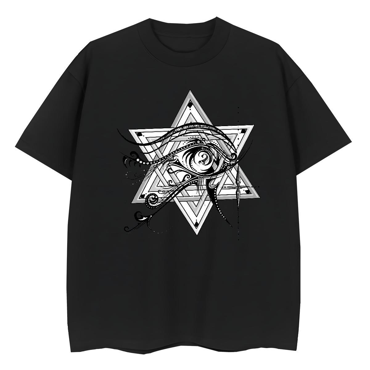 Cool Design T-Shirts 230g 100% Cotton eye of the devil Casual Floral Print Short Sleeve O-Neck Tshirt for Man Woman 2024 New Tees