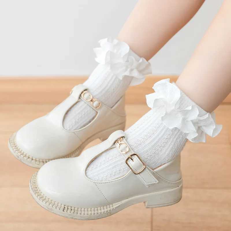 Cotton Lace Ruffle Princess Mesh Breathable Socks Children Ankle Short Sock White Pink Purple Baby Girls Kids Toddler Dancing CL240824