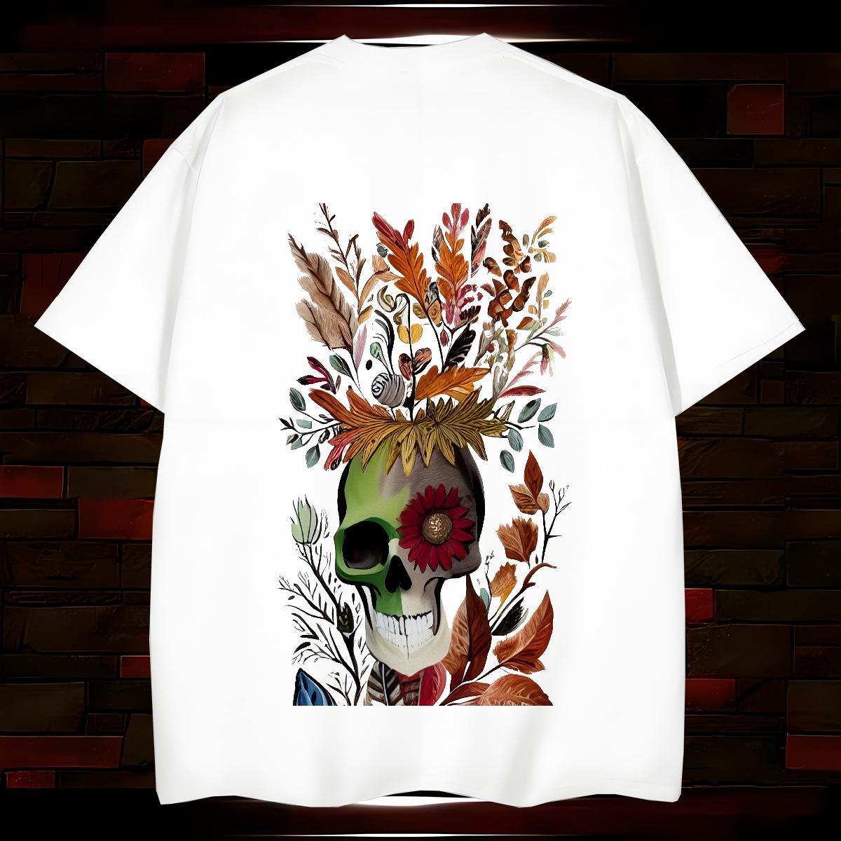 Wholesale T Shirts Men 100% Cotton 230g skull Anime Printing Street DIY Logo Oversized Breathable Tshirts 2024 Summer Tees